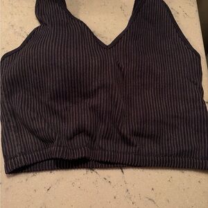 2 Pack Striped Black and Grey Crop Top/Workout Top